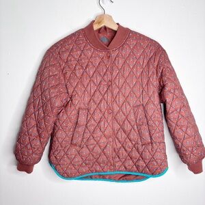 Zara Kids Floral Print Quilted Puffer Jacket Rust Size 9-10